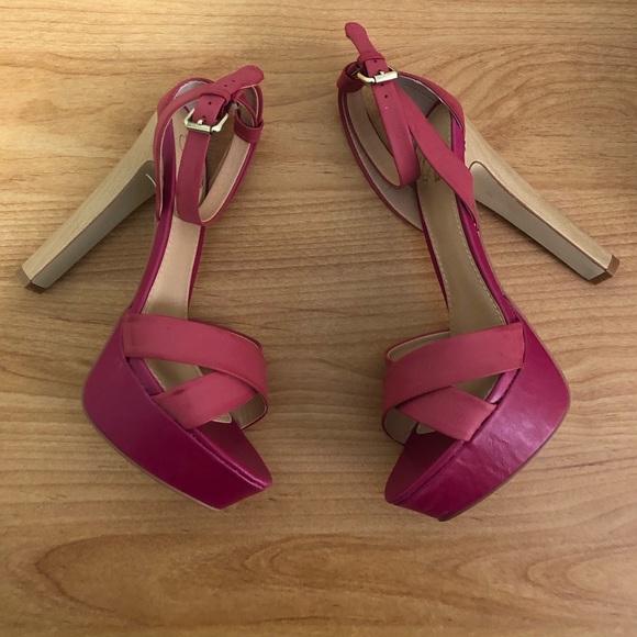 Colin Stuart Platform Sandals, Pink/Red, Size 8.5 - Picture 2 of 8